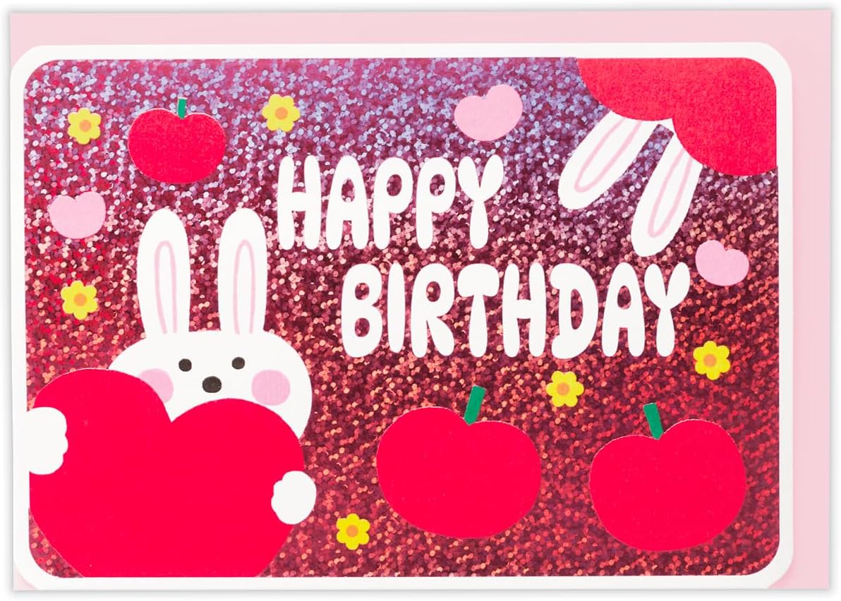 Hallmark 852870 Twinkle Bunny and Apple Greeting Card