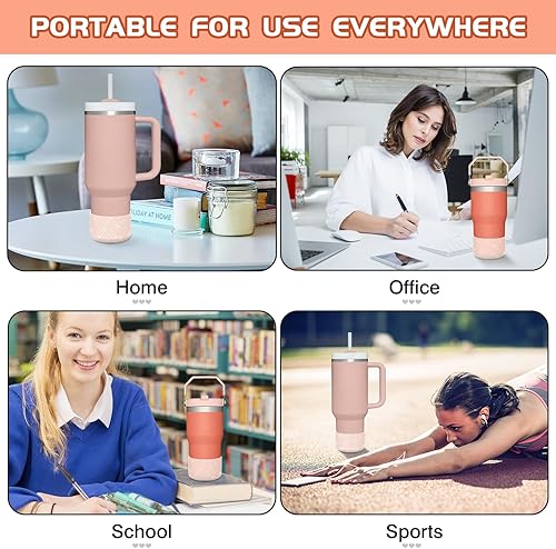 Miniatura 7 de WUQID Paquete de 2 fundas de silicona con textura de corazón Bling para botas compatibles con vaso Stanle de 40 onzas, 30 onzas, 20 onzas y botellas