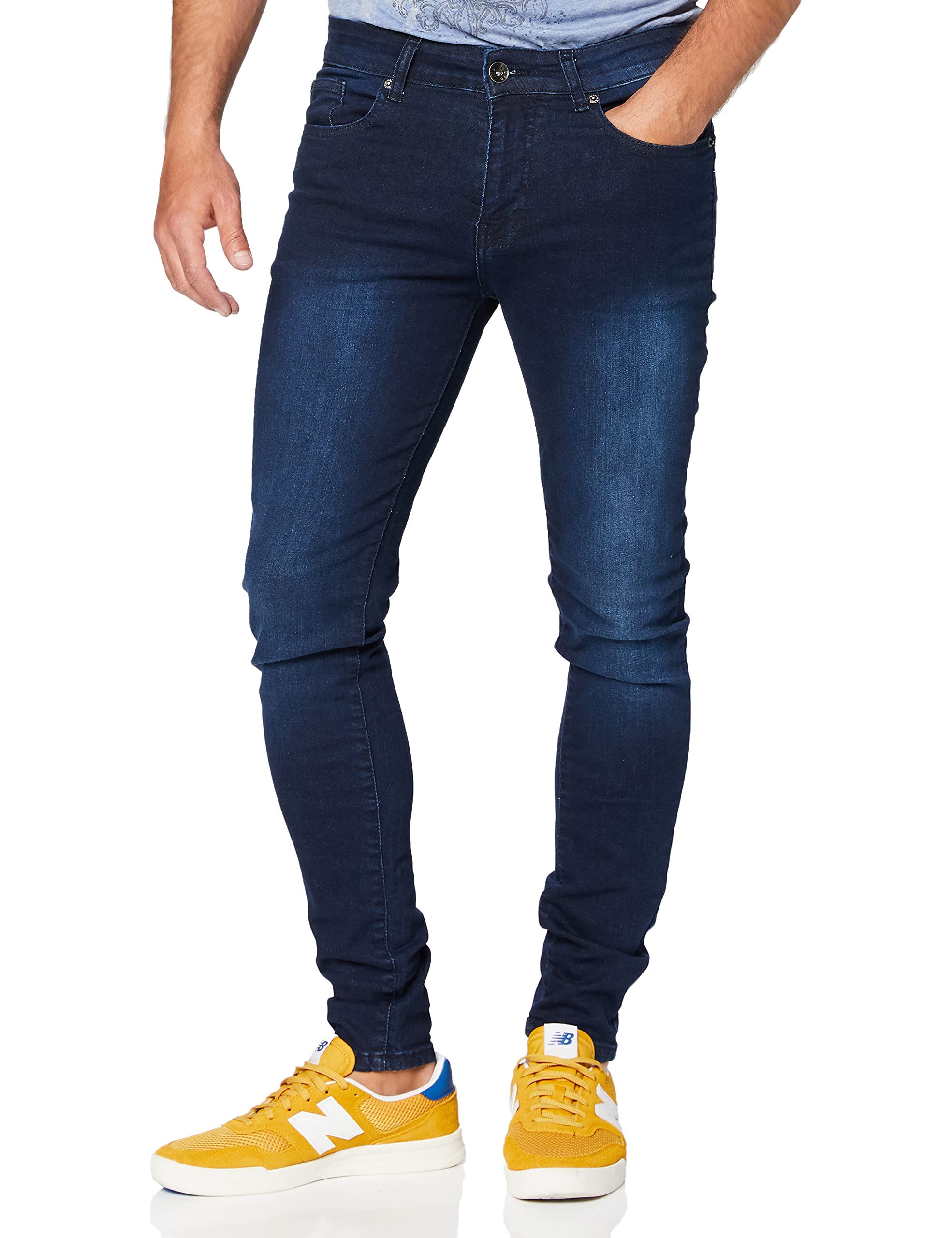 Enzo Men's Darkwash Ez326 Skinny Jeans, 40W 30L Uk