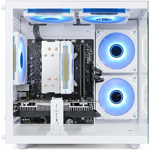 suevery Prebuilt Gaming PC,16G RAM, AMD Ryzen5 6Cores 3.6G Up to 4.1G, 512G SSD, Radeon RX 560 4G Graphics Card, Wi-Fi 6 White Desktop Computer