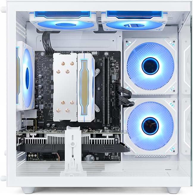 suevery Prebuilt Gaming PC,16G RAM, AMD Ryzen5 6Cores 3.6G Up to 4.1G, 512G SSD Wi-Fi 6 White Desktop Computer (White, Ryzen5-16G-512G-RX560 4G)