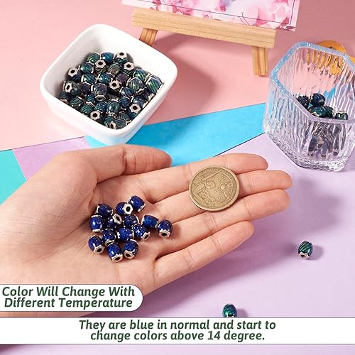Miniatura 2 de 50 cuentas de cristal que cambian de color, barril de cristal con detección de temperatura, cuentas de joyería para mujeres y hombres, pulseras de