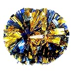 Hooshing 2PCS Blue and Gold Pom Poms Cheerleading with Baton Handle for Team Spirit Sports Dance Cheering