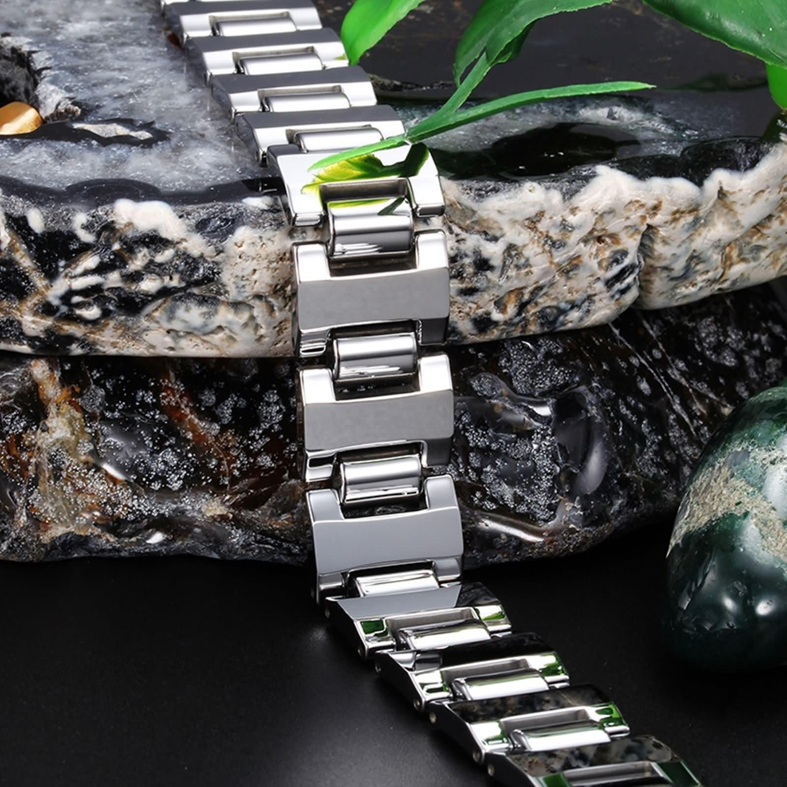 Silber Armbänder Herren,Wolframcarbid Armband Kette Herren 16MM Uhrenarmband Kette Herren Armbänder 21.5 cm