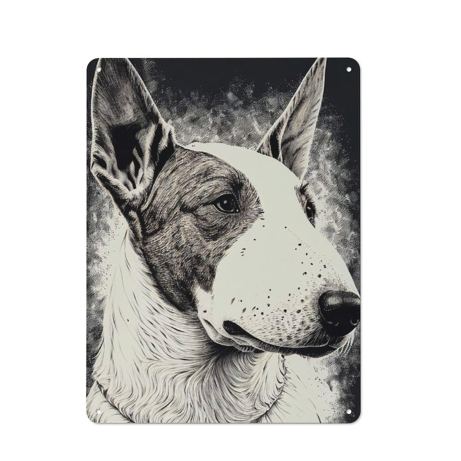 Junmoney Bull Terrier Dog Drawing 40X30cm Vintage Metal Plaque With For Garage Or Workshop, A Christmas Gift For People Styling Garage And Workshop