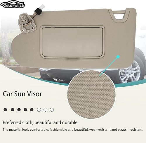 Miniatura 2 de Reemplazo de visera solar del lado izquierdo del conductor compatible con Nissan Altima 2013 2014 2015 2016 2017 2018 con interruptor de luz