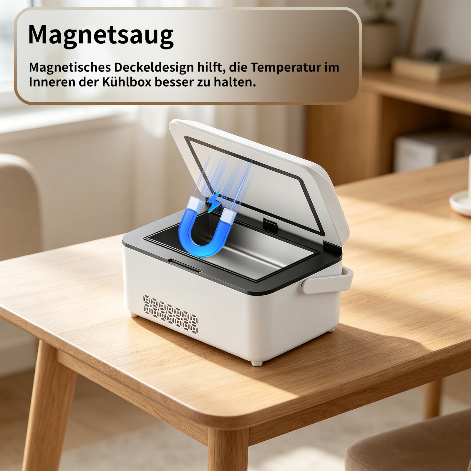 Insulin Kühlbox Elektrisch, Kühlbox 2-8°C Tragbar mit LCD-Temperaturanzeige und 13600mAh Batterie (mit Griff), für Auto, Reisen und Außenbereich (Grau)