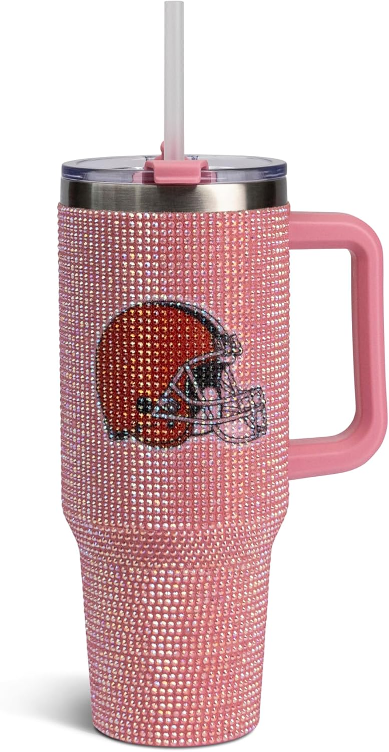 The Memory Company Officially Licensed NFL Game Day Tumbler - 40oz Stainless Steel Double-Wall Insulated Team Color Bling Cup with Team Logo, NFL Licensed Sports Travel Mug with Lid & Straw