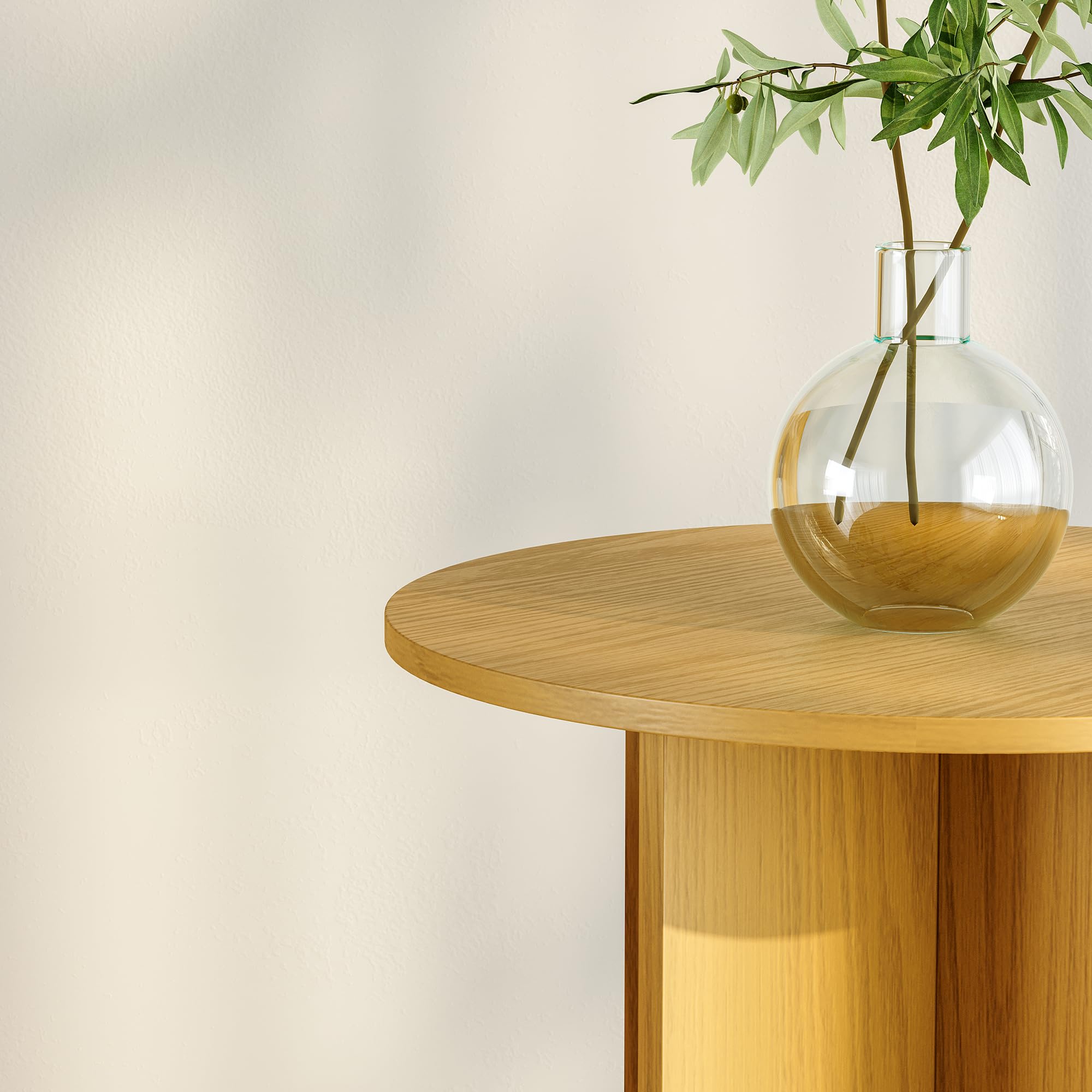 [en.casa] Table d’appoint avec Plateau Rond Petite Table Basse Bout de Canapé Guéridon Design Intemporel Salon Chambre Bureau Entrée Panneau de Particules 60 x 40 cm Effet Chêne