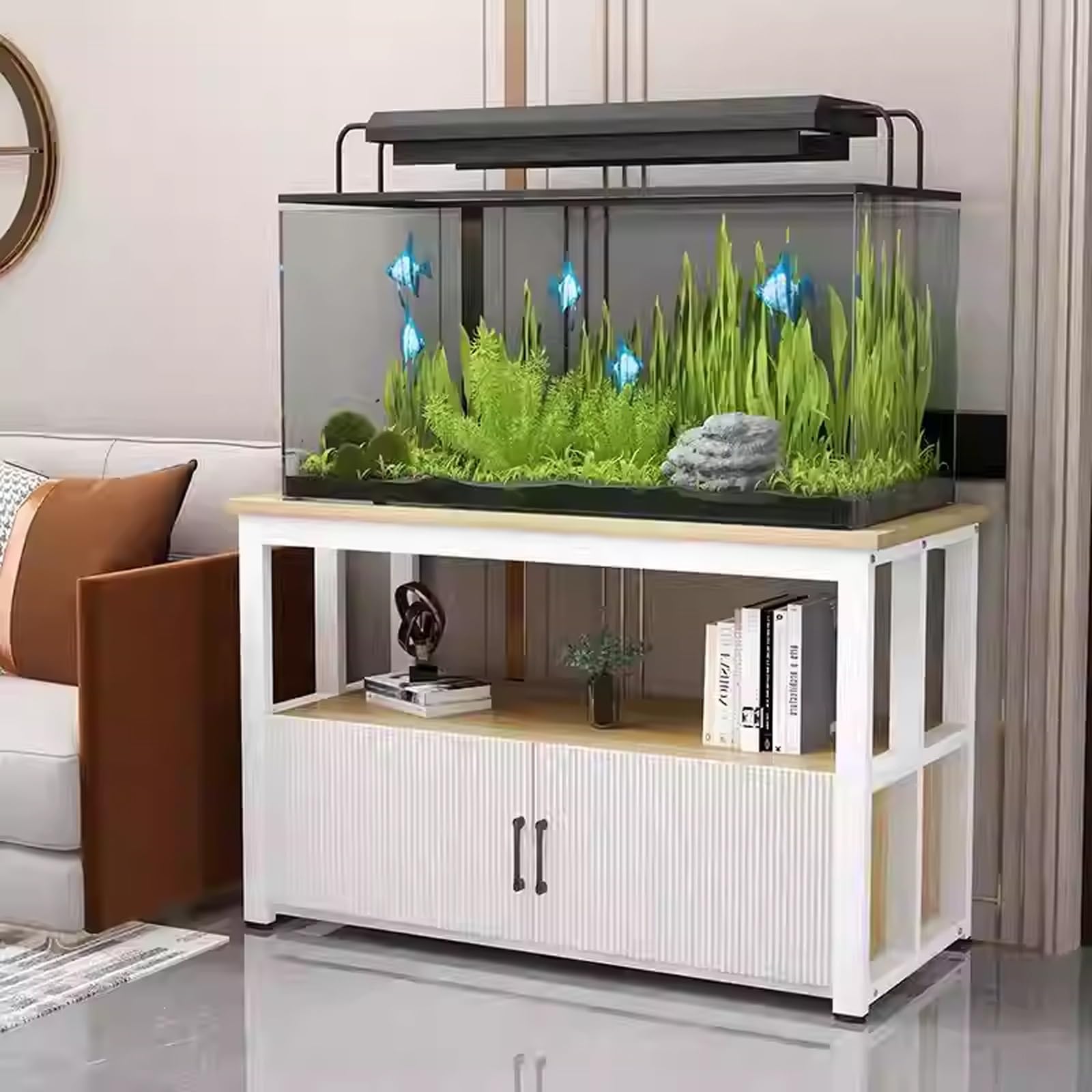 Metal Base Aquarium Stand, Corner Fish Tank Stand, Eco-friendly and Safe, Stable and Secure Non-slip and Quiet Operation, Ideal for Living Rooms, Bedrooms(Style D,60x30cm/23.6x11.8in)