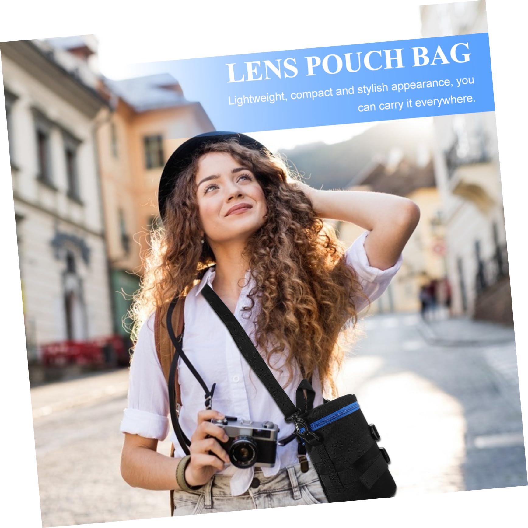 Custodia per Obiettivo Fotografico Nero in Poliestere, Resistente Agli Urti, Leggera e Portatile Cintura, per Fotografi in Movimento