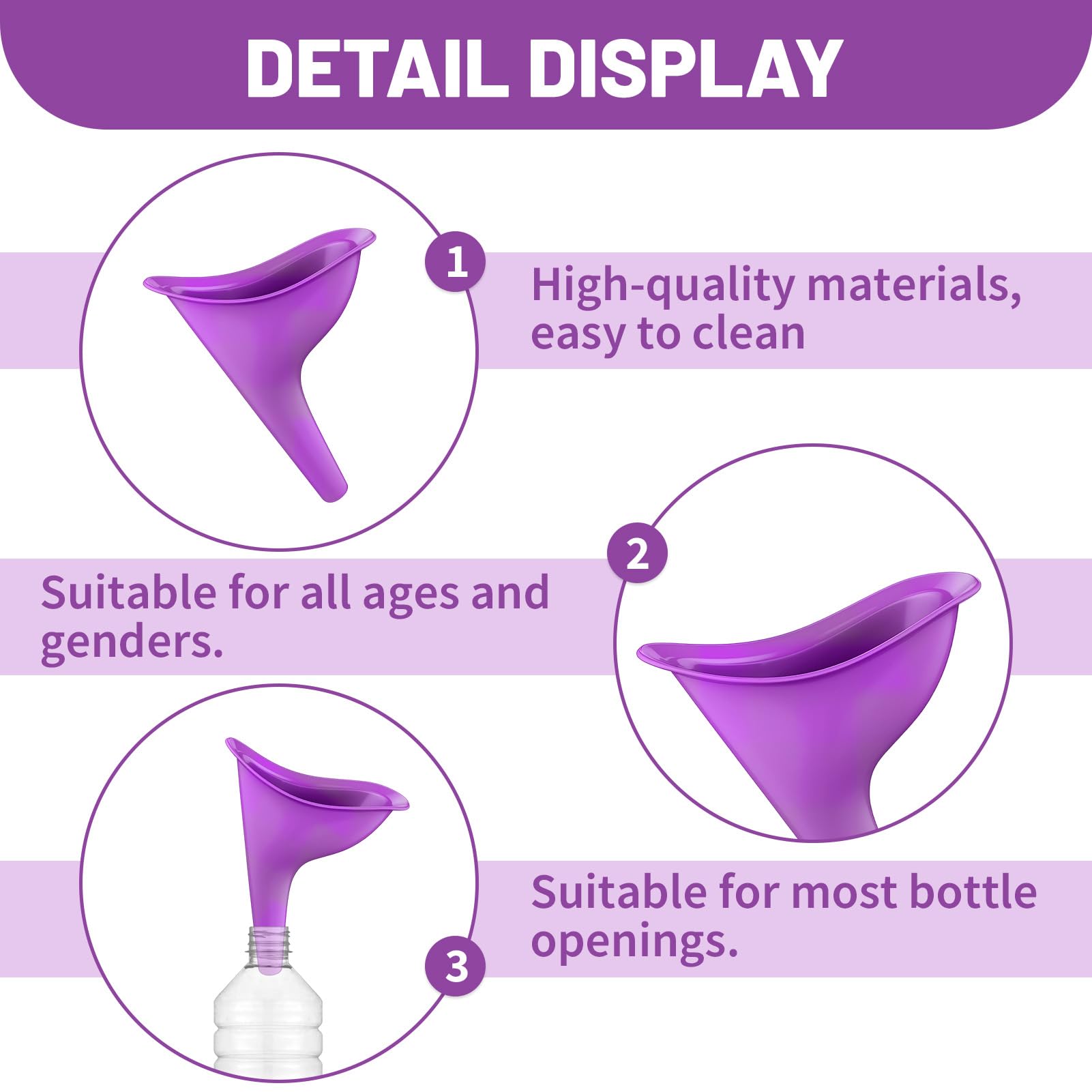 Pisse Debout Femme 2pcs, Urinoir pour Femme, Urinoir en Entonnoir Réutilisable, Portable et Pliable Facile à Transporter, pour Festival, Camping, Toilettes pour Camping, Randonnée, Vacances