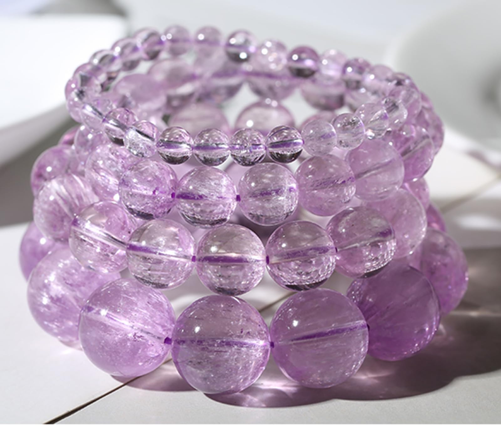 7mm, Pulseras de Kunzita para Mujer, Pulseras de Cuentas de Chakras, Cristales Naturales y Piedras curativas, Joyas, Pulseras de Cristal Morado, Regalos de joyería