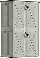 Vista 1 de Devoko Gabinete de almacenamiento al aire libre de 50 pies cúbicos - Cobertizo de almacenamiento vertical de resina - Para guardar muebles de patio