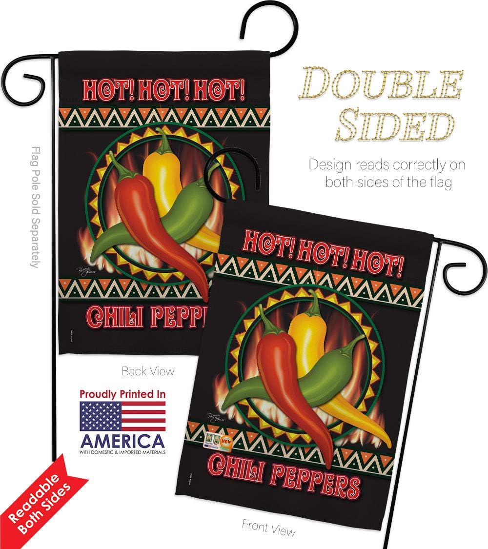 Chili Peppers Garden Flag Set Wall Holder Food Vegetable Pumpkin Chilli Squash Pepper Harvest Autumn Farm Herbs Small Decorative Gift Yard House Banner Double-Sided Made In USA 13 X 18.5