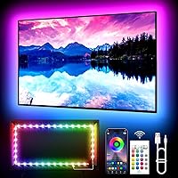 Vista 10 de Retroiluminación para TV, luces LED de 13.1 pies para TV de 32-65 pulgadas, luces LED RGB para TV en la parte trasera, sincronización de música