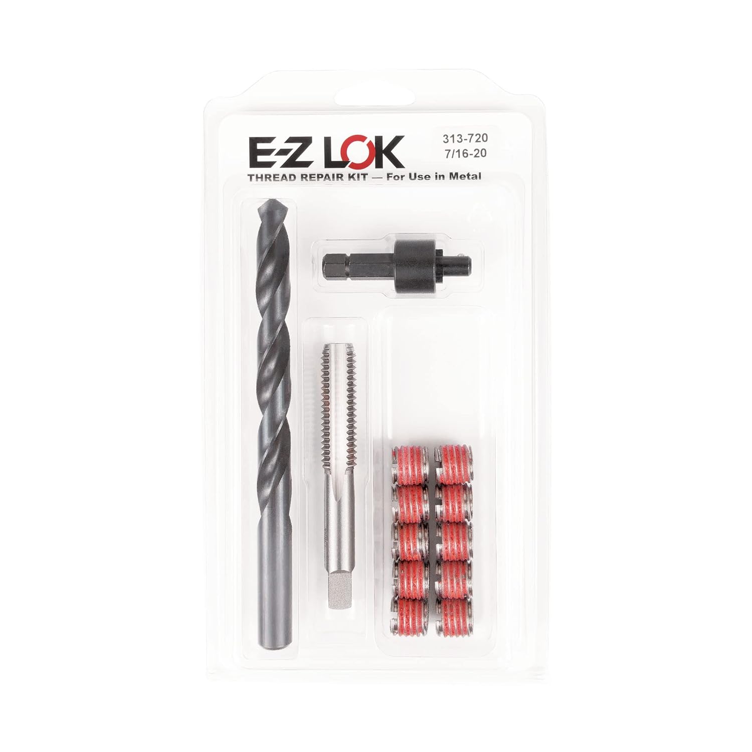 E-Z LOK Metal Thread Repair Kit Tool and Stainless Steel Threaded Inserts Thin Wall 7/16-20 x 9/16-18