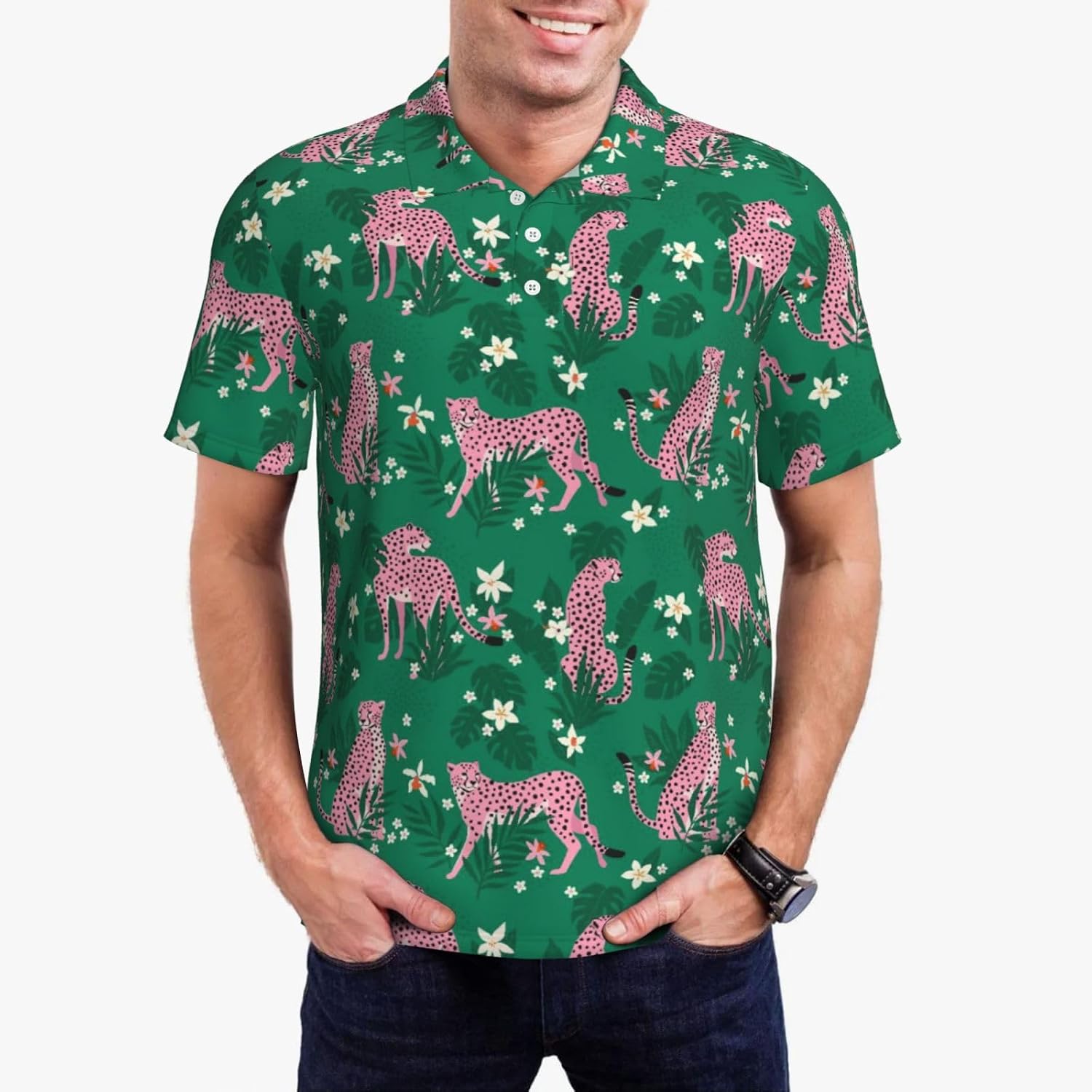 Funny Matching Couples Golf Shirts Short Sleeve Polo Shirts Moisture Wicking Unisex Hawaiian Outfits for Men Women