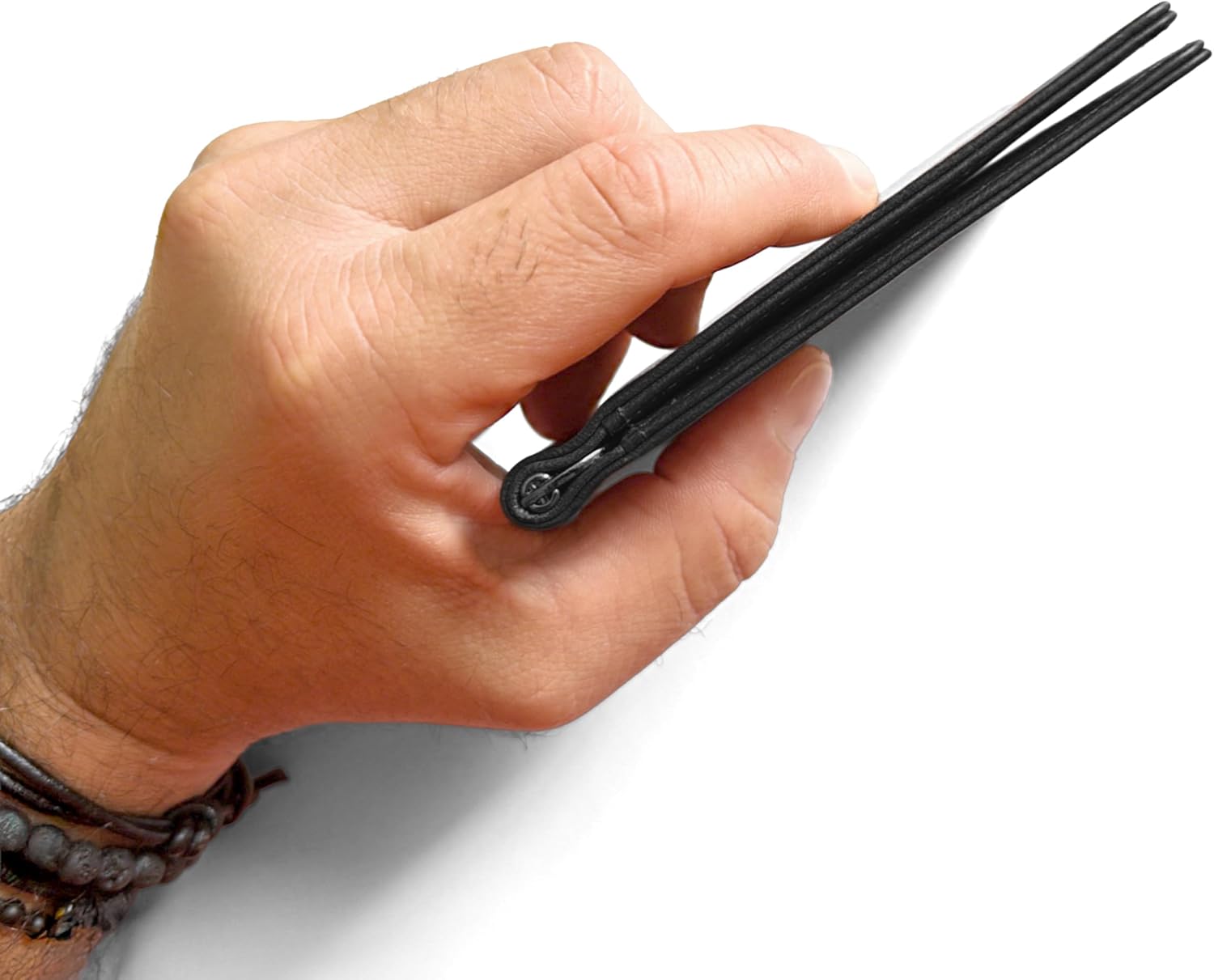 Vaultskin Brompton Slim Leather Wallet for Men with Money Clip - Minimalist Front Pocket Card Holder, 8 Pockets for Cards & Cash (Black) - Image 3