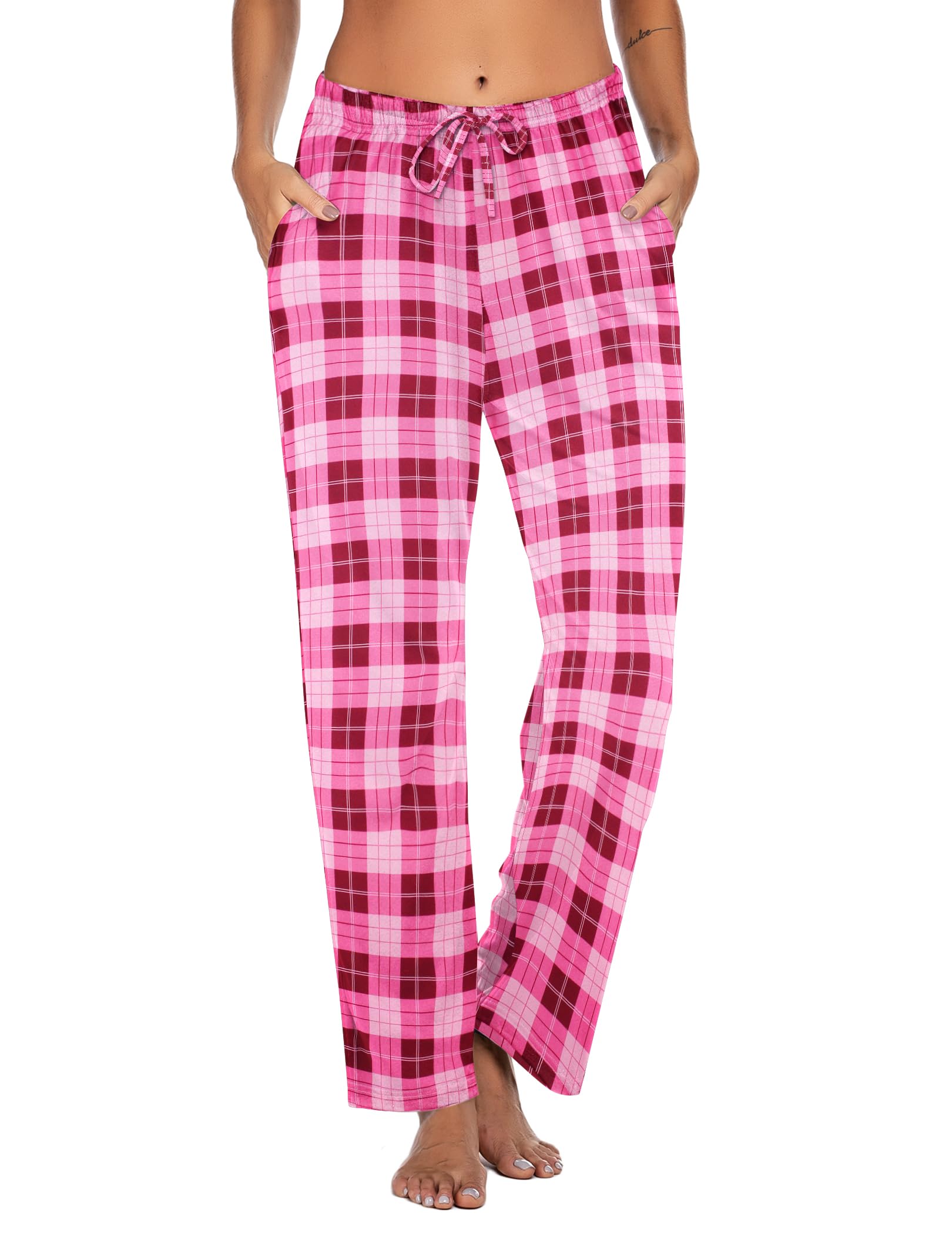 Ekouaer Women Pajama Pants Comfy Pj Bottom with Pockets Stretch Plaid Sleepwear