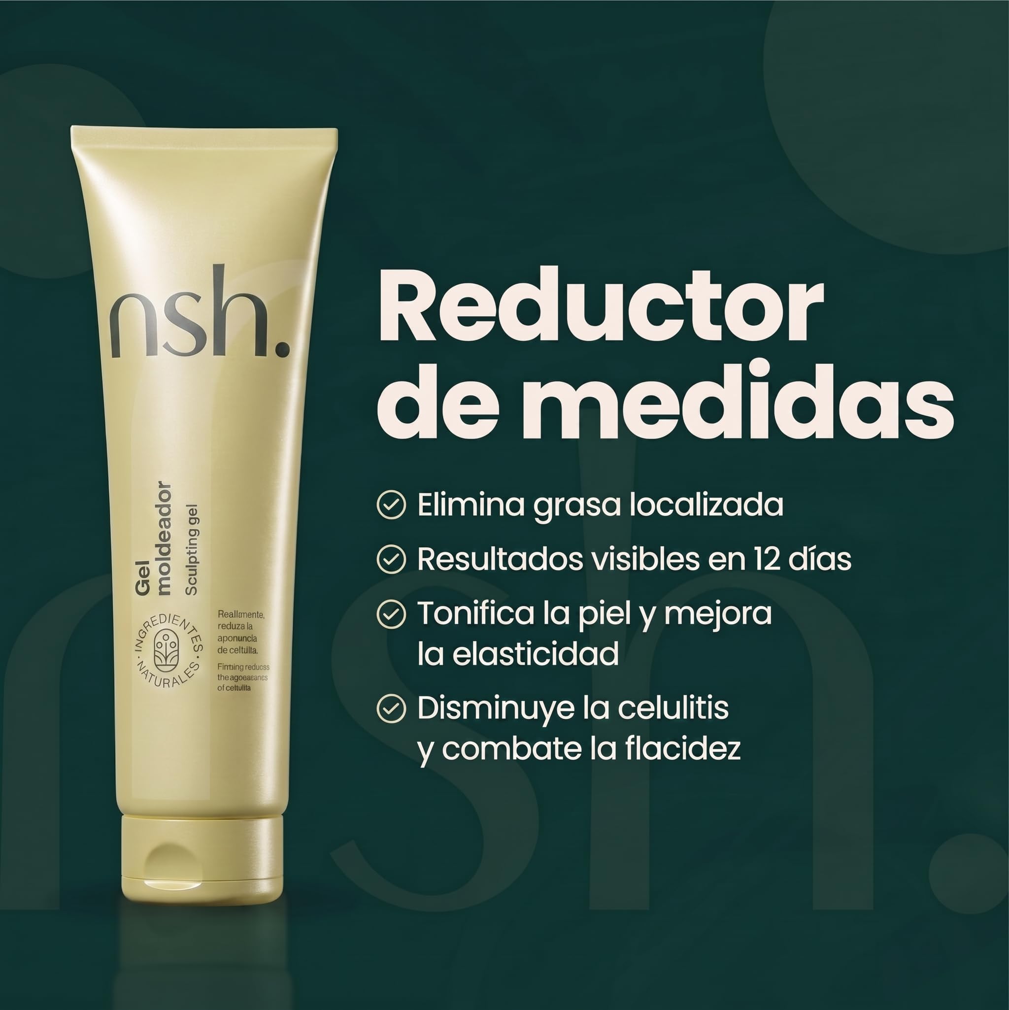 nsh. Crema Anticelulitica Reductora 2x 300ml. Reafirmante Corporal con Cafeína al 12%. Tensa y remodela el contorno. Reduce Celulitis y Piel de Naranja | Hidratante + Reafirmante. (Paquete de 2)