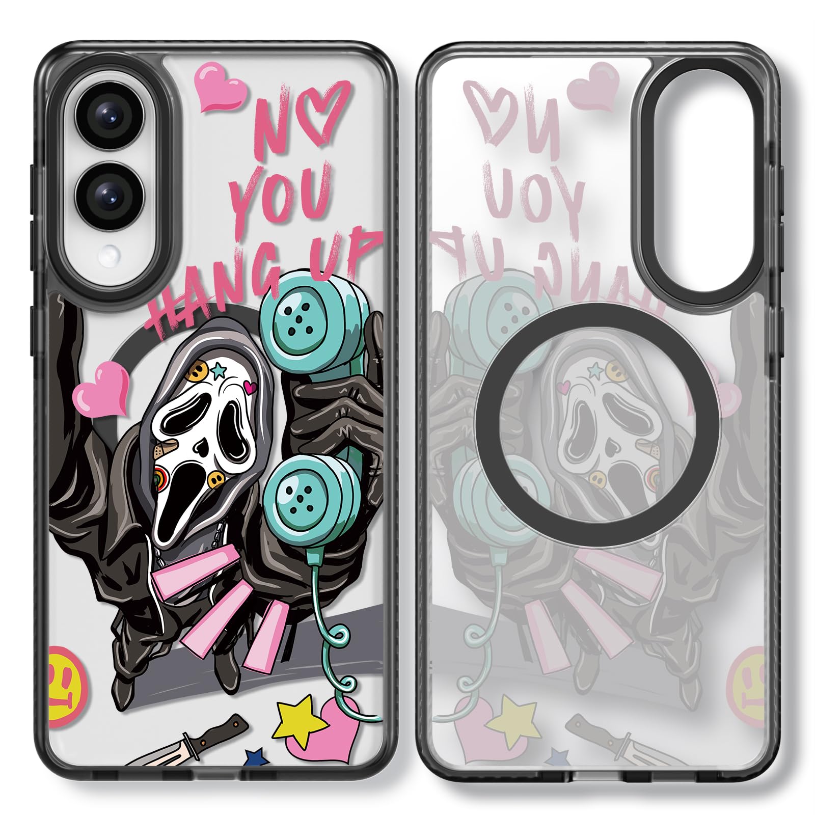 Rosarnnah for Samsung Galaxy S25 Edge Case Aesthetic Black, Skeleton | Compatible with Magsafe 6.7" Phone Case, Cute Funny Pattern Design for Girls Women, Durable Shockproof 6.6ft Drop Protection Skeleton(M25E) Magnetic Case Samsung Galaxy S25 Edge