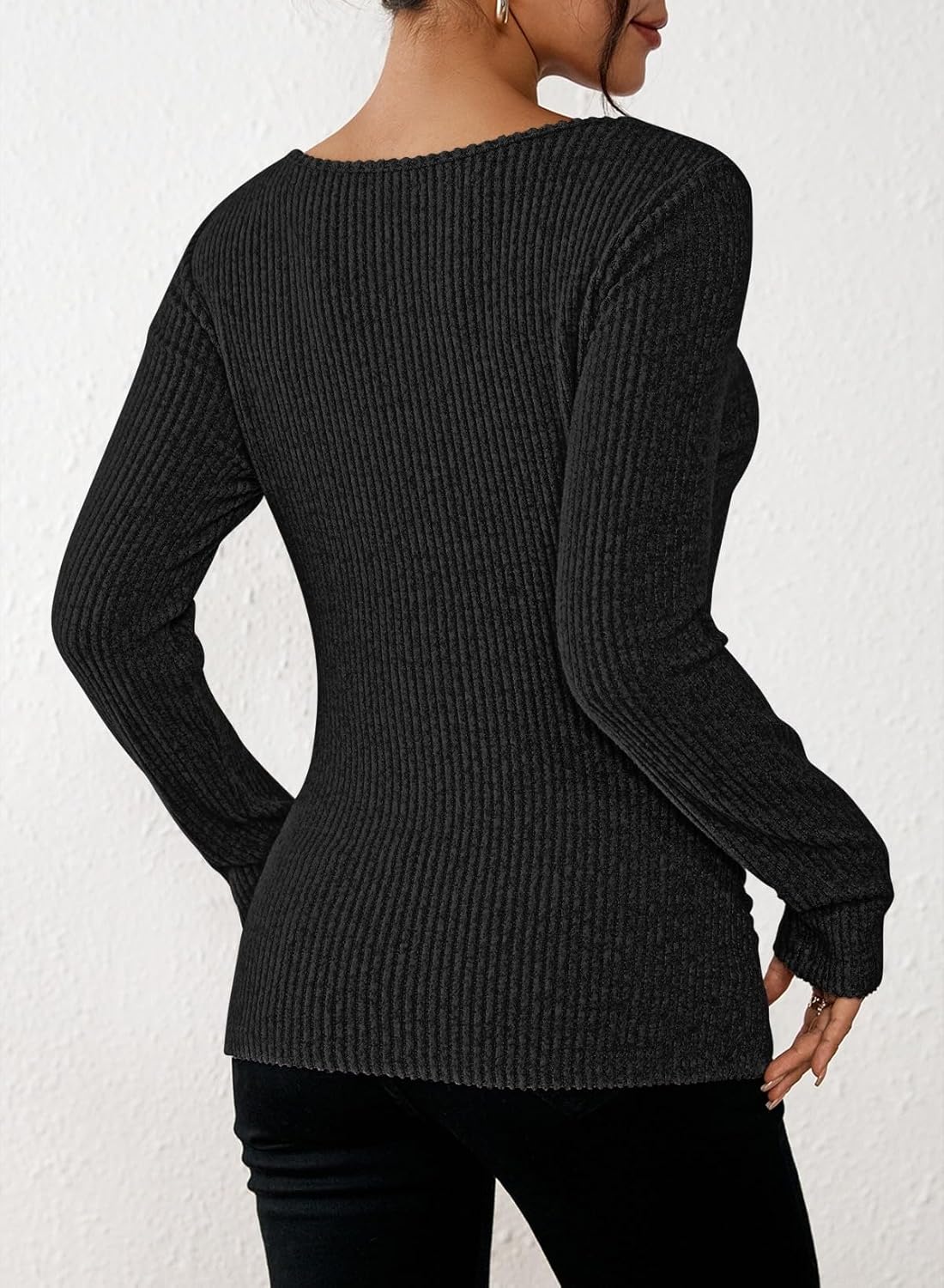 Pink Queen 2026 Spring Cowl Neck Tops for Women Long Sleeve Ruched Slim Fit Ribbed Knit Basic Shirts - Image 6