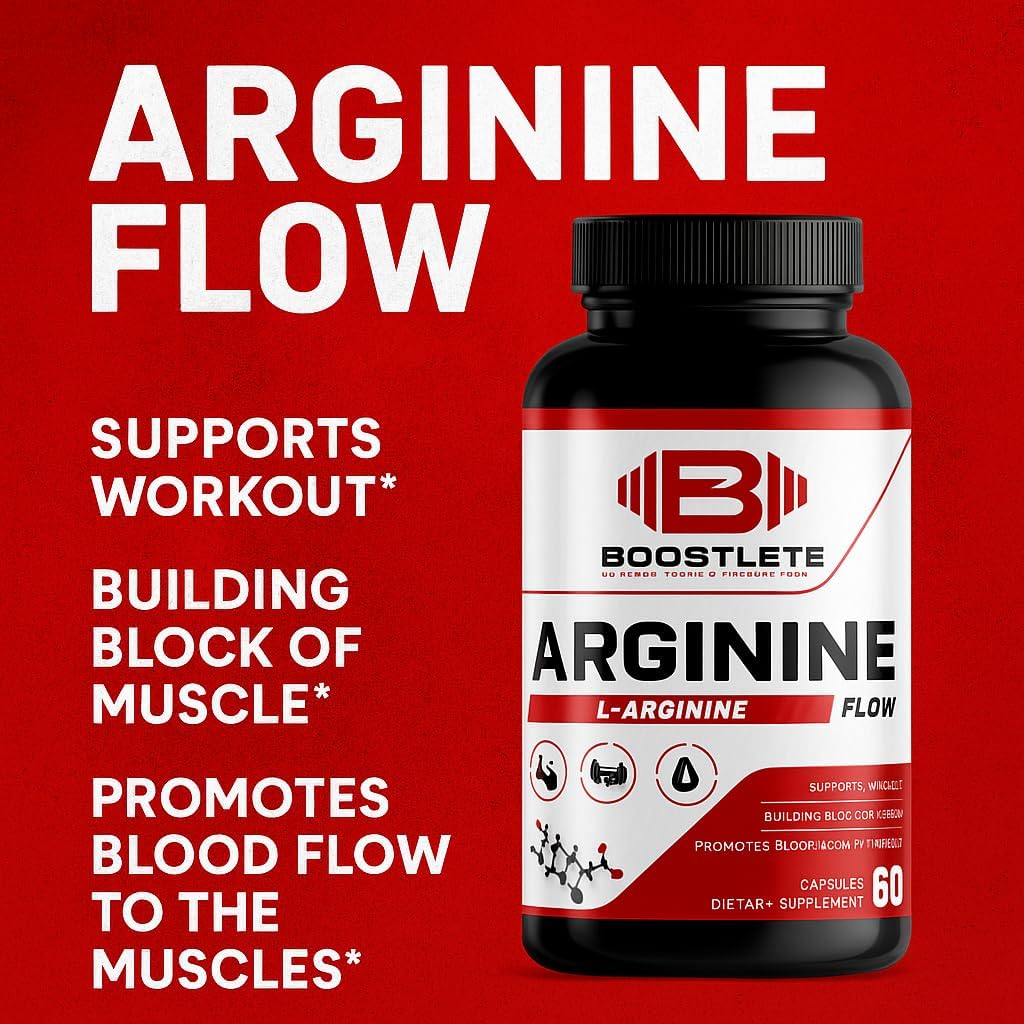 Arginine Flow – L-Arginine with Citrulline, AKG & Beta Alanine – Nitric Oxide Support for Muscle Pump, Circulation, and Endurance – 60 Capsules