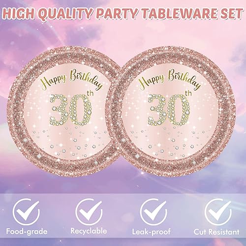 Miniatura 95 de Juego de 40 platos y servilletas de 40 cumpleaños para mujeres, juego de vajilla desechable para fiesta de 40 años de edad para decoración de 40º