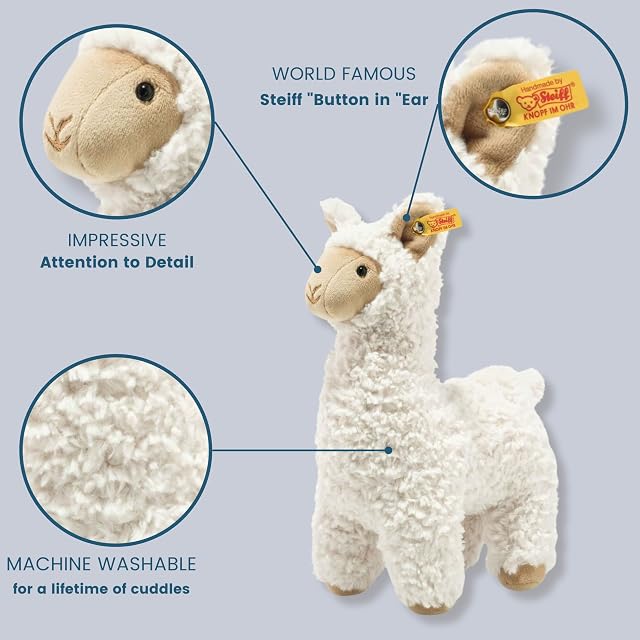 Foto 2 de 4 de Steiff 069543 Lama Soft Cuddly Friends Leandro - Peluche (29 cm, botón de Peluche en la Oreja), Color Crema
