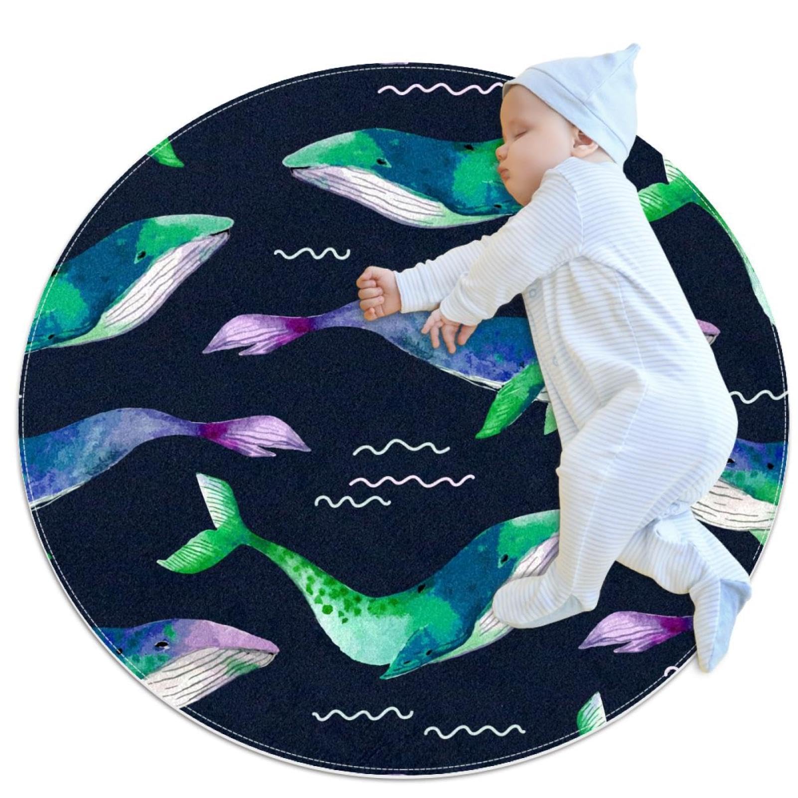 Tapis de salle de bain antidérapant rond 1m baleines chambre