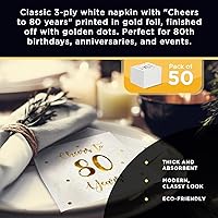 Vista 6 de Servilletas de cóctel de Cheers to 80 años, decoraciones de feliz cumpleaños n.° 80 para hombres y mujeres, decoraciones de aniversario de boda
