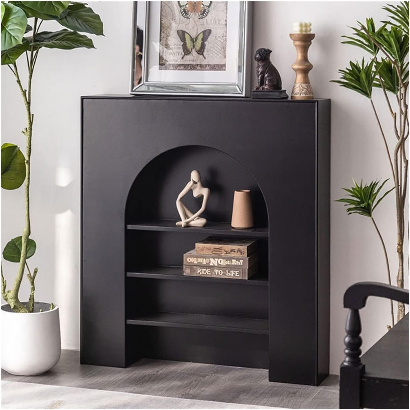 Electric Fireplace Stove Mantel Electric Fireplace Stove Mantel Surround French Decorative Cabinet Simulation Black Display Living Room Trim(80 * 20 * 90cm)