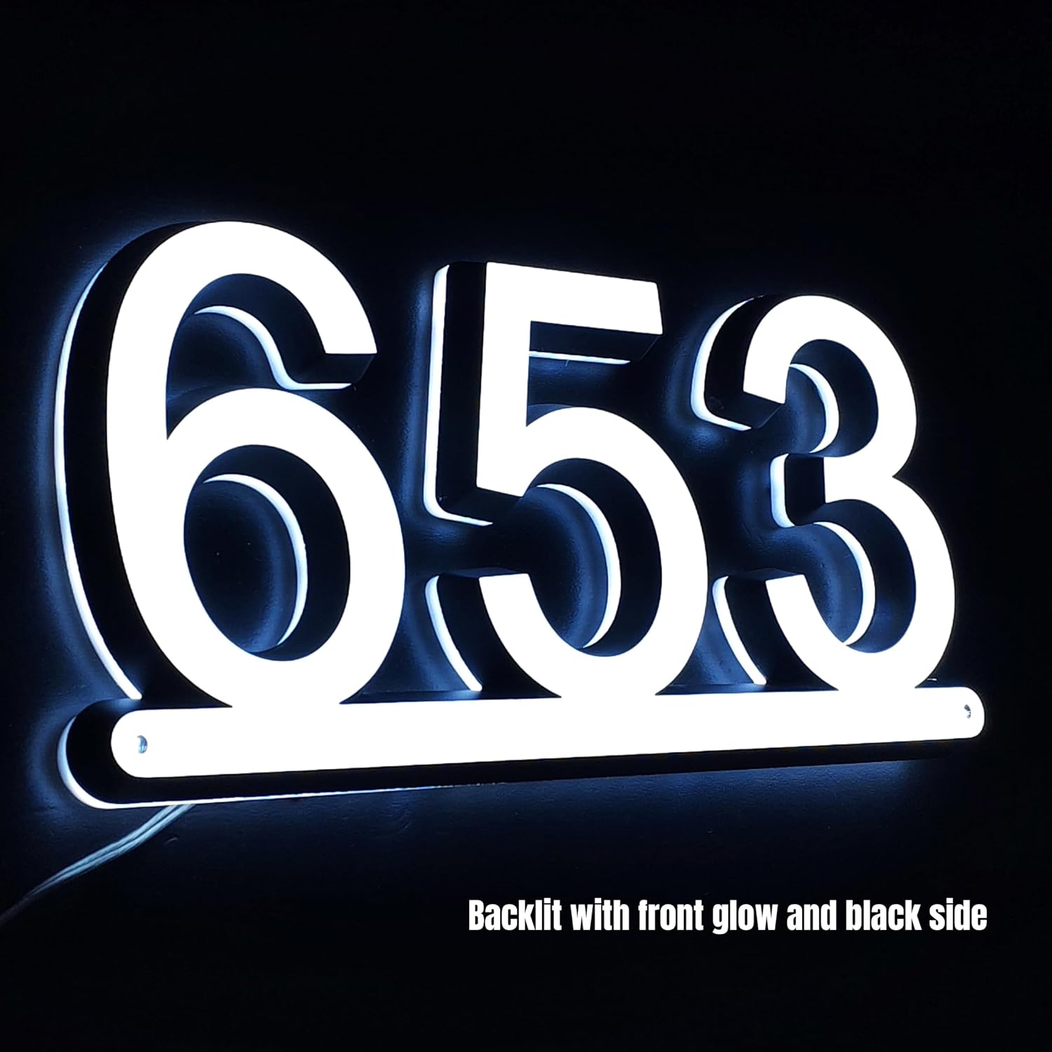 Personalized LED House Number Sign, Illuminated Address Plaque for Outside, Weatherproof Wall Mounted 12V Backlit Lighted Address Numbers