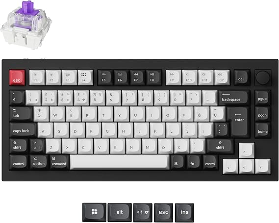 Keychron Q1 Hall-Effect 75% RGB Turkish Nebula Switch Wireless Black White Mechanical Keyboard