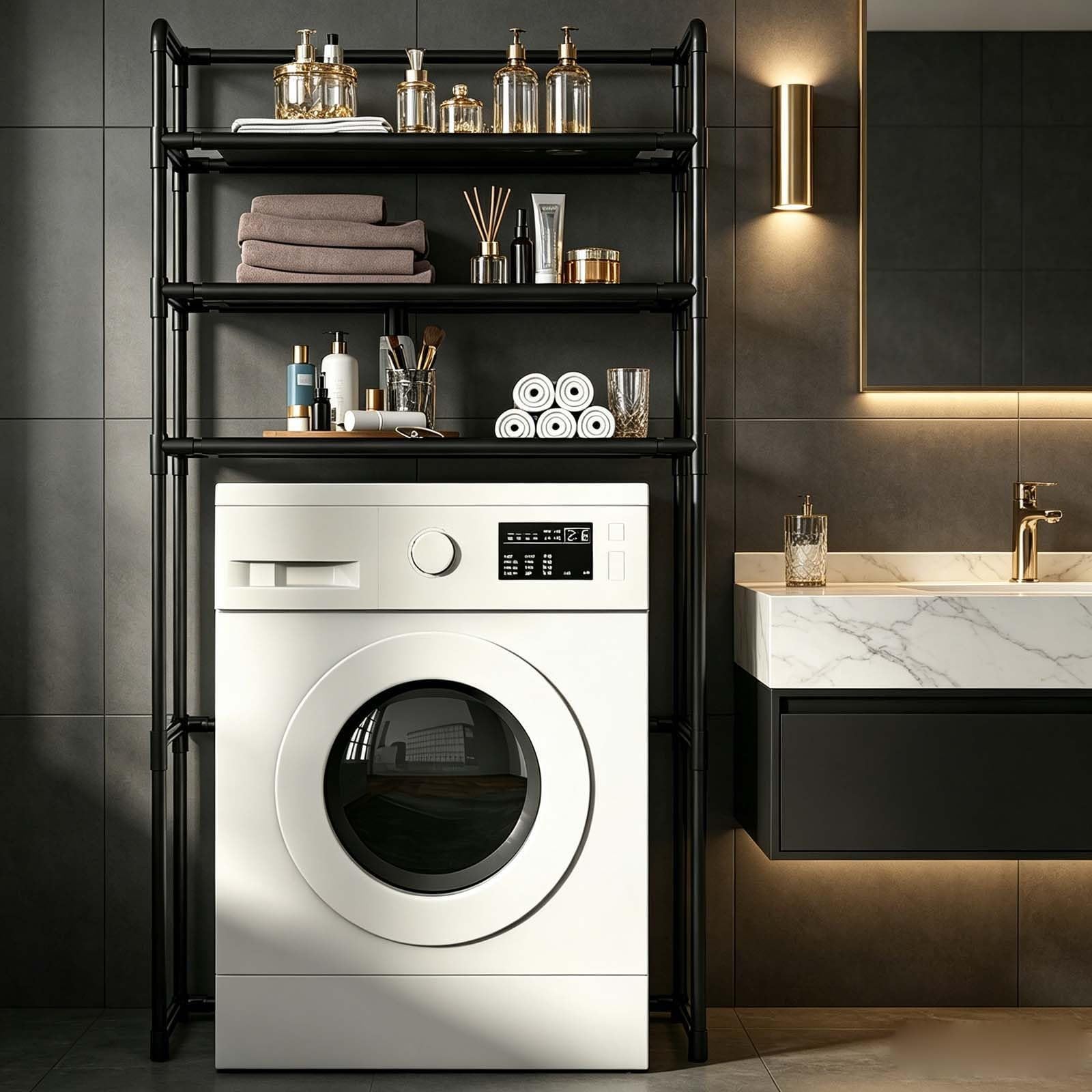 kumamart Durable Metal Washing Machine Rack,washer and dryer shelves