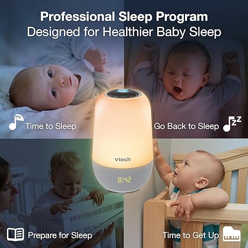 Miniatura 4 de VTech BC8314 V-Hush Pro 2 Altavoz Bluetooth para entrenamiento de sueño, luz nocturna de un solo toque ofrece más de 250 opciones de color, 100