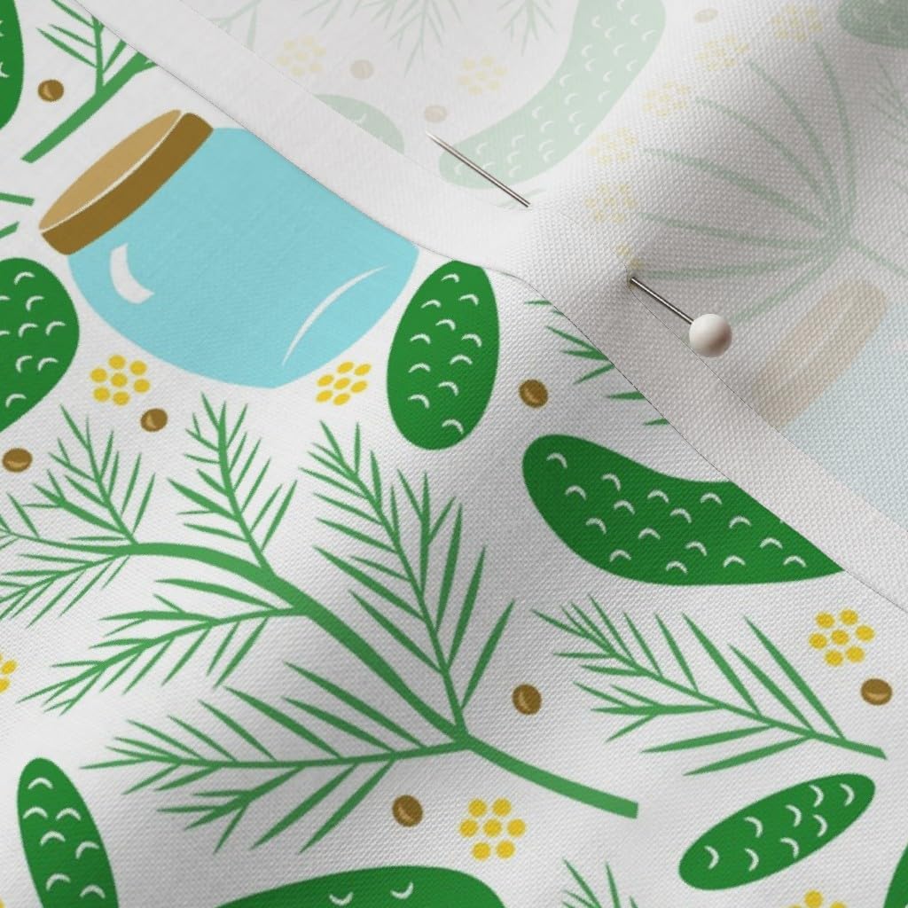 Spoonflower Fabric - Pickles Pickle Food Floral Nature Flowers Pickled Cucumbers Jars Printed on Petal Signature Cotton Fabric by The Yard - Sewing Quilting Apparel Crafts Decor