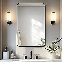 Delma 30x20 Black Framed Bathroom Vanity Mirror - High-Definition Shatterproof Wall Mirror, Horizontal/Vertical Mount Over Sink