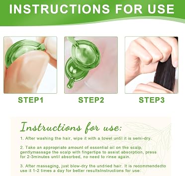 Hair Vitamin Serum Capsule, Hair Care Capsules Hair Treatment Serum Hair Vitamins Capsules for Hair Care Hair Moisturising Essence Anti-Frizz Hair Breakage Repair Hair Oil Capsules for Hair (Green)