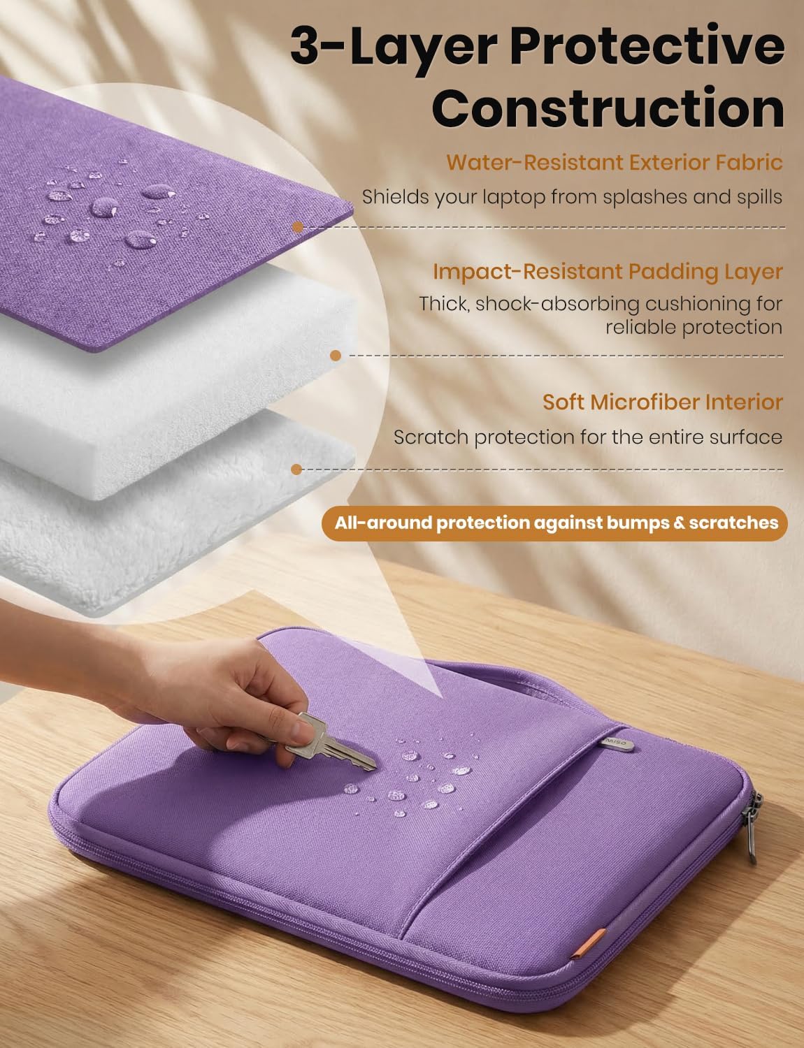 DOMISO 17.3 inch Laptop Sleeve Case Water Resistant Shockproof Protective Computer Bag for 17.3" Notebook/HP Pavilion Envy 17/IdeaPadm/MSI/LG Gra with Accesory Bag,Purple