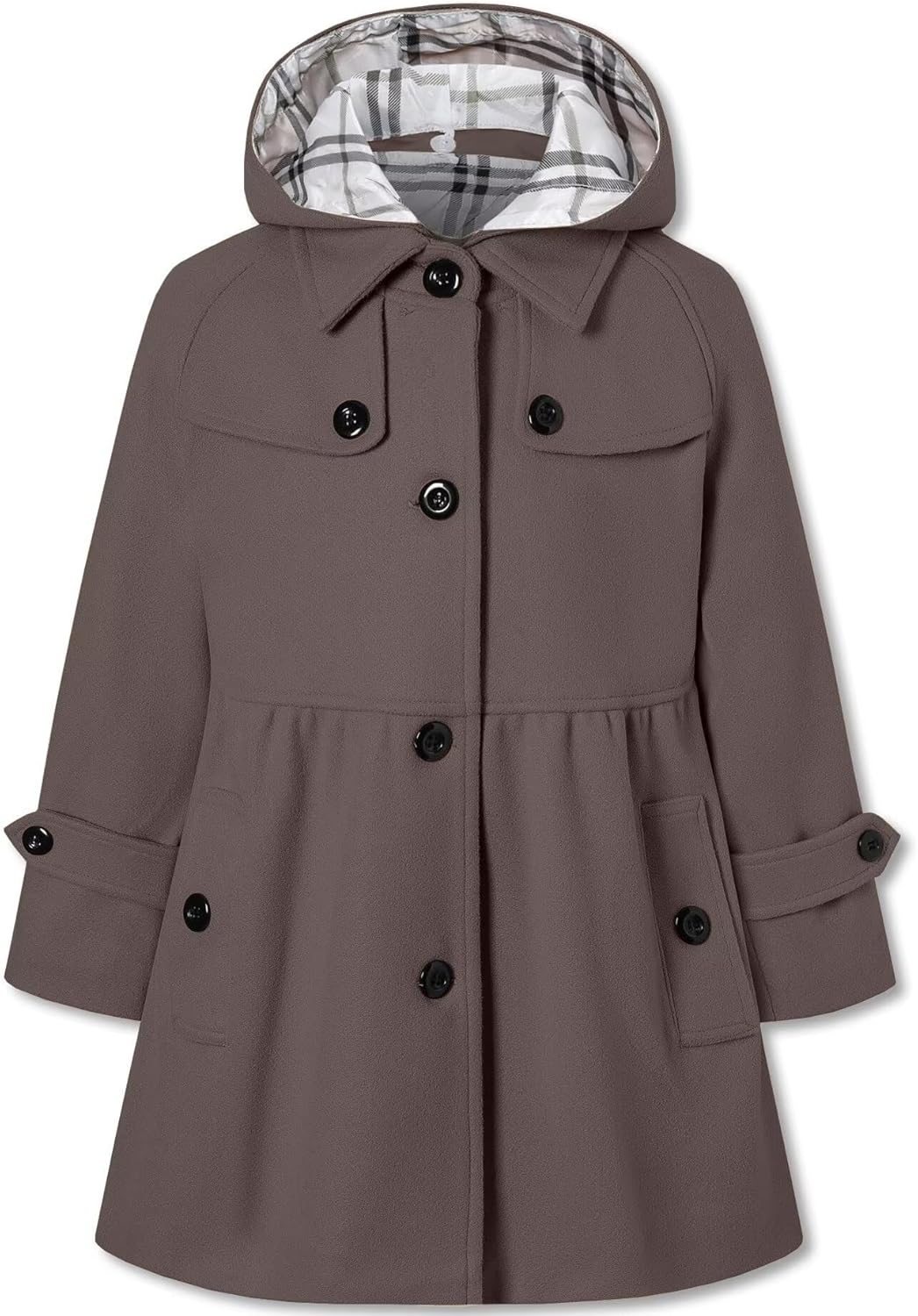 Betusline Girls' Dress Coat with Hooded Wool Blend Outerwear