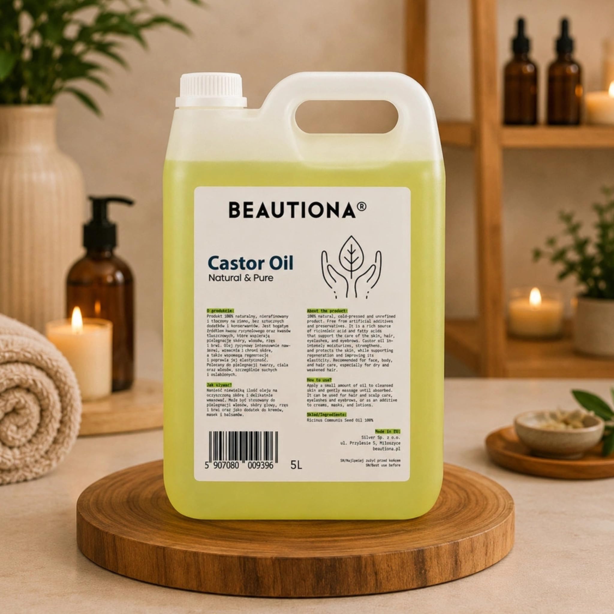 Olio di ricino da 5 l, spremuto a freddo, non raffinato, olio cosmetico
