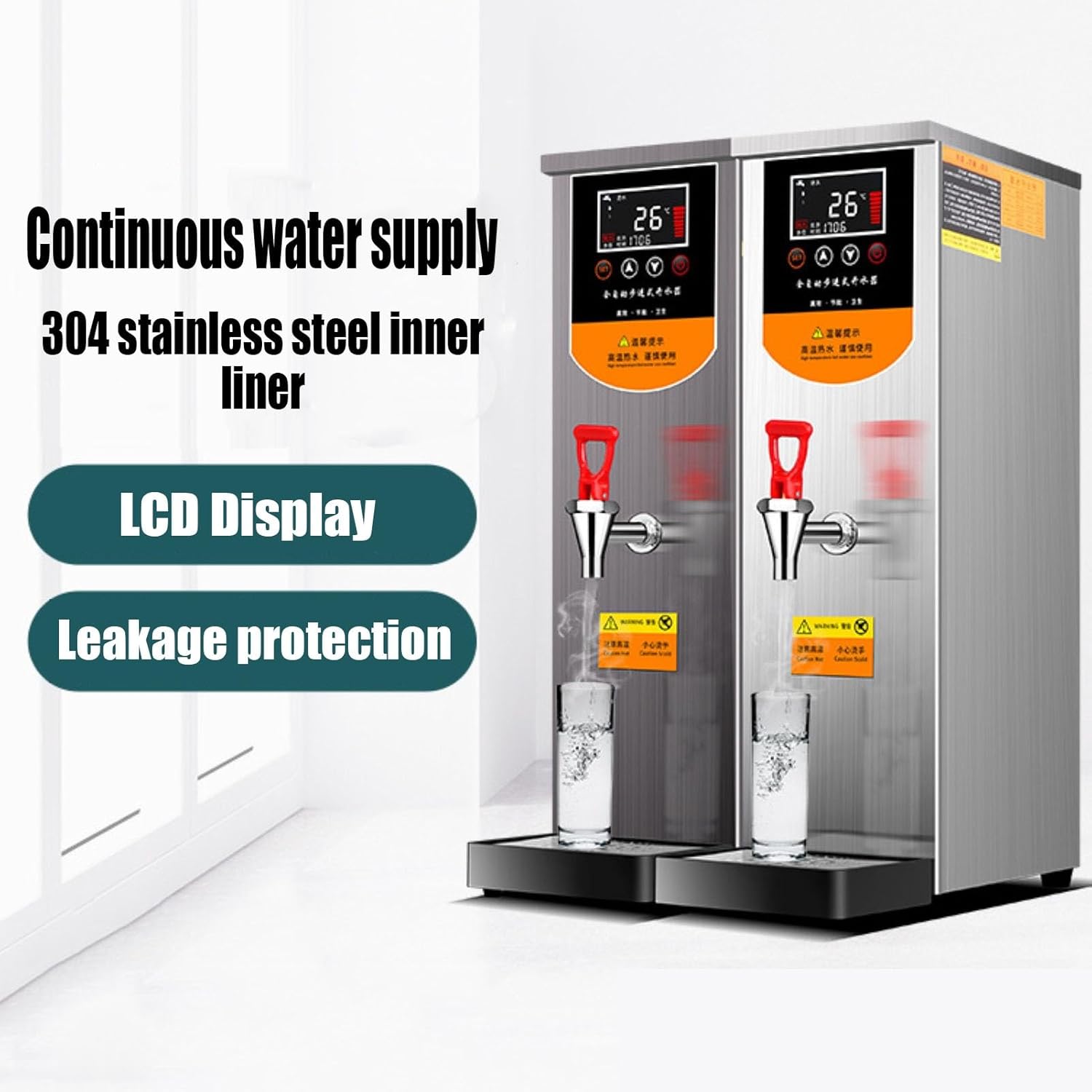 Generic Commercial Water Boiler Electric Automatic Hot Water Pot Water Boiling Machine With Stainless Steel Water Tank 50L/H (Black 52.8 Quarts)