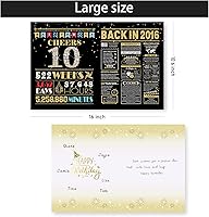 Vista 2 de Tarjeta de cumpleaños número 10, decoraciones de cumpleaños número 10 para niñas y niños, regalos divertidos para hija e hijo, tarjeta dorada negra