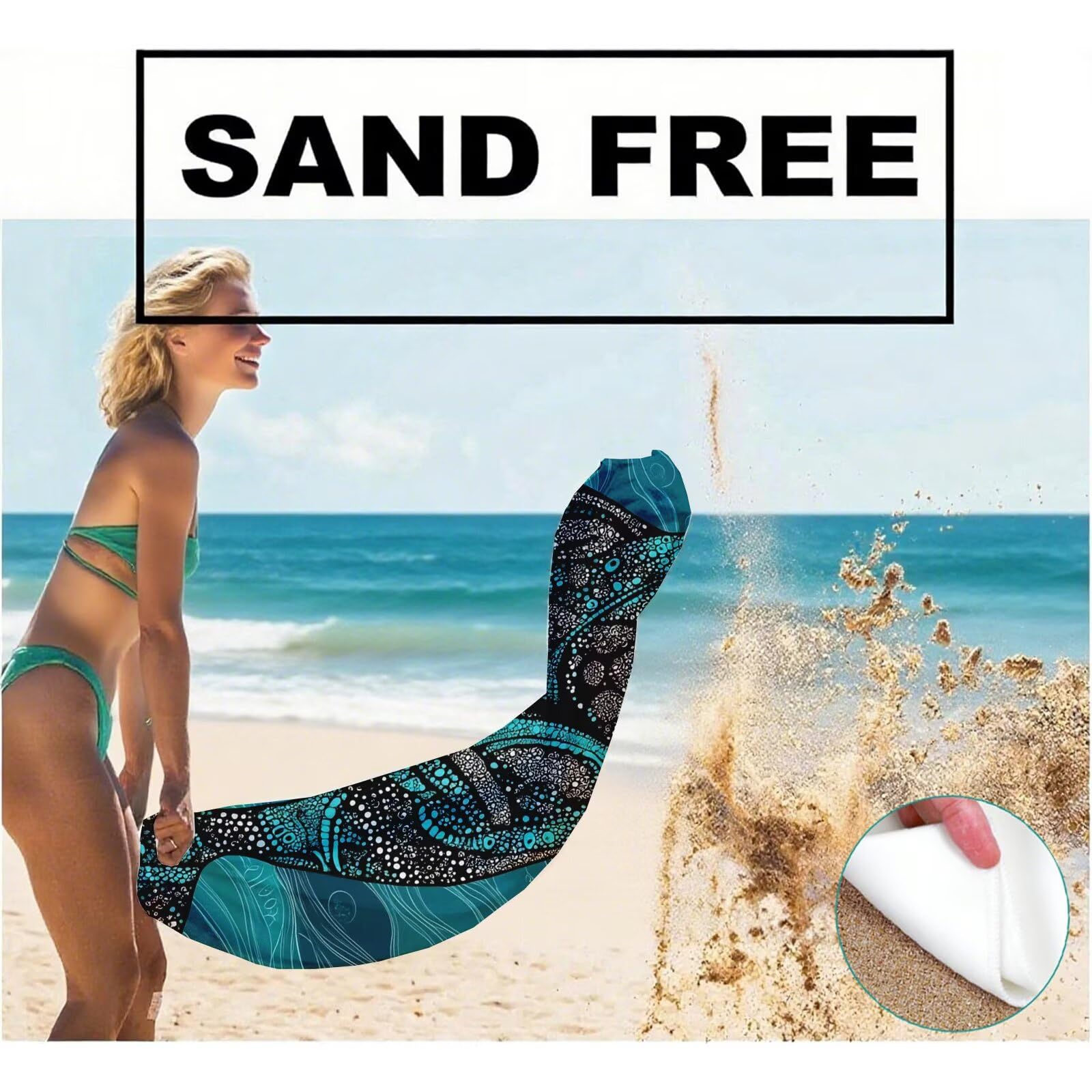 Telo Mare Microfibra, Telo Mare Grande 200x100 cm Set da 2, Antisabbia Asciugatura Rapida Assorbente Salvietta da Spiaggia Asciugamano per Palestra Piscina Viaggi Picnic, Regali Donna Pescare Q-630
