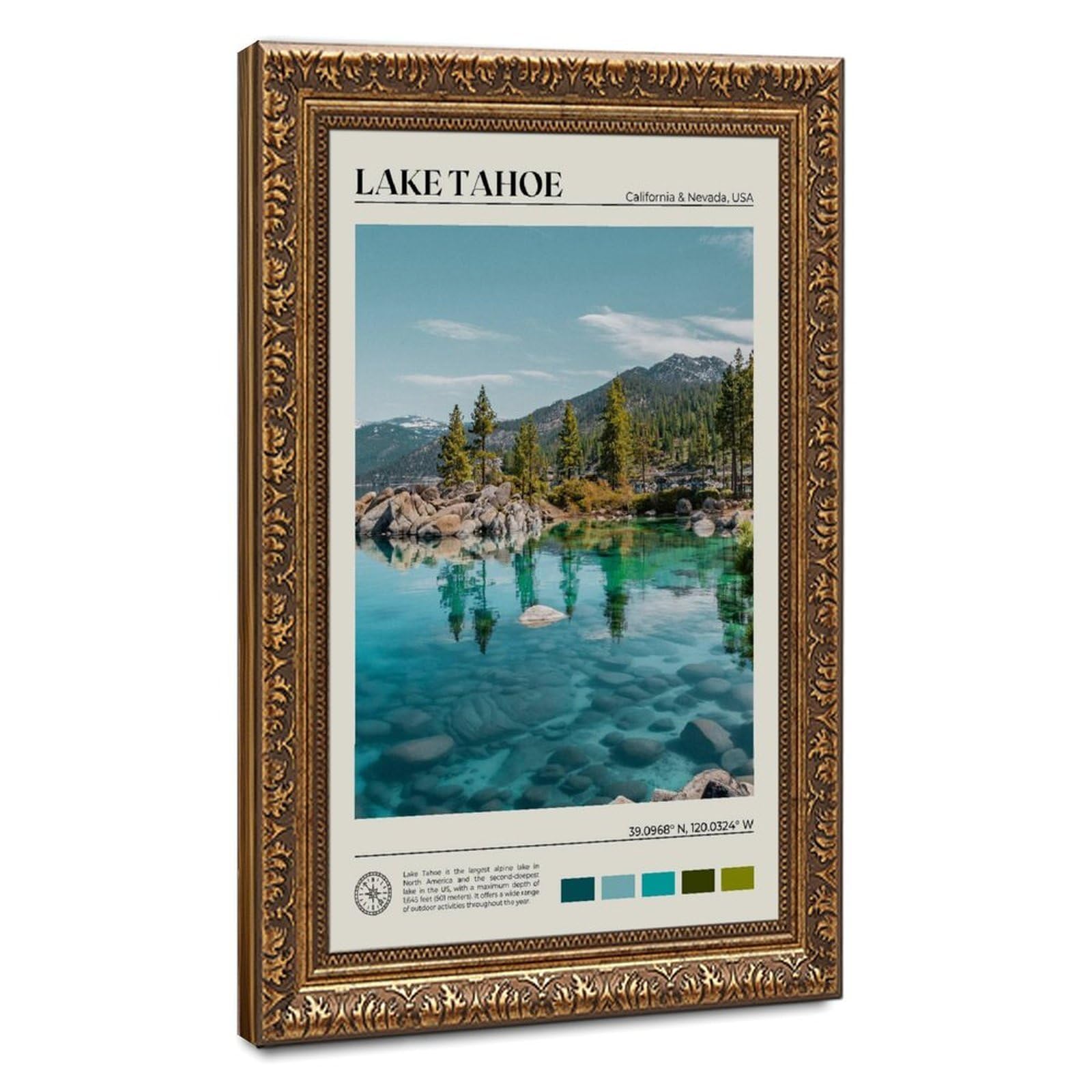 Bareronor Lake Tahoe Canvas Poster for Home Decor Gift