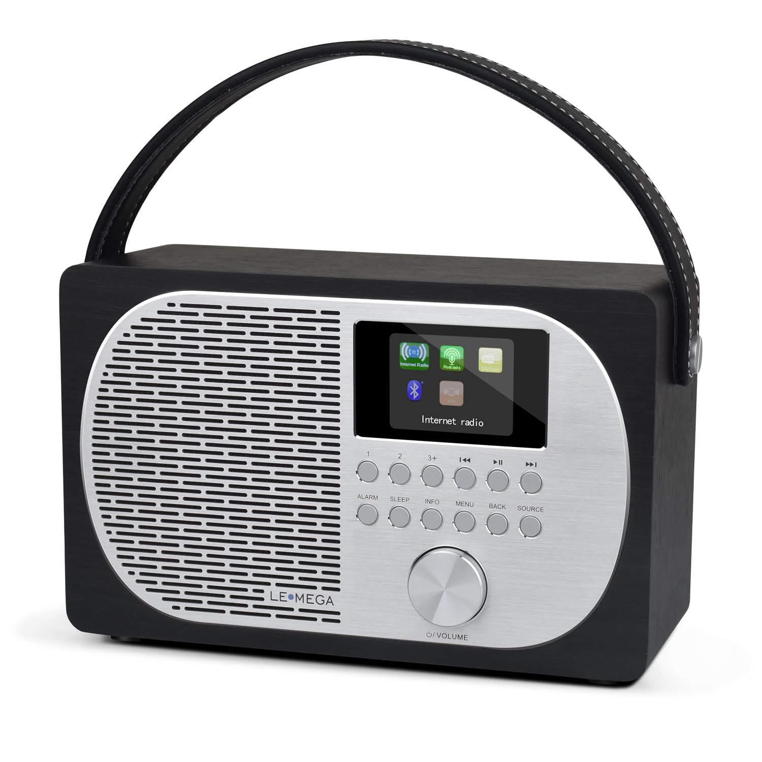 LEMEGA M2P Internet Radio Player,FM Radio Tuner, Bluetooth Speaker, Spotify Connect, Dual Alarms Clock, Kitchen/Sleep/Snooze Timer, Mains and Battery Powered,Colour Display, App Control - Black