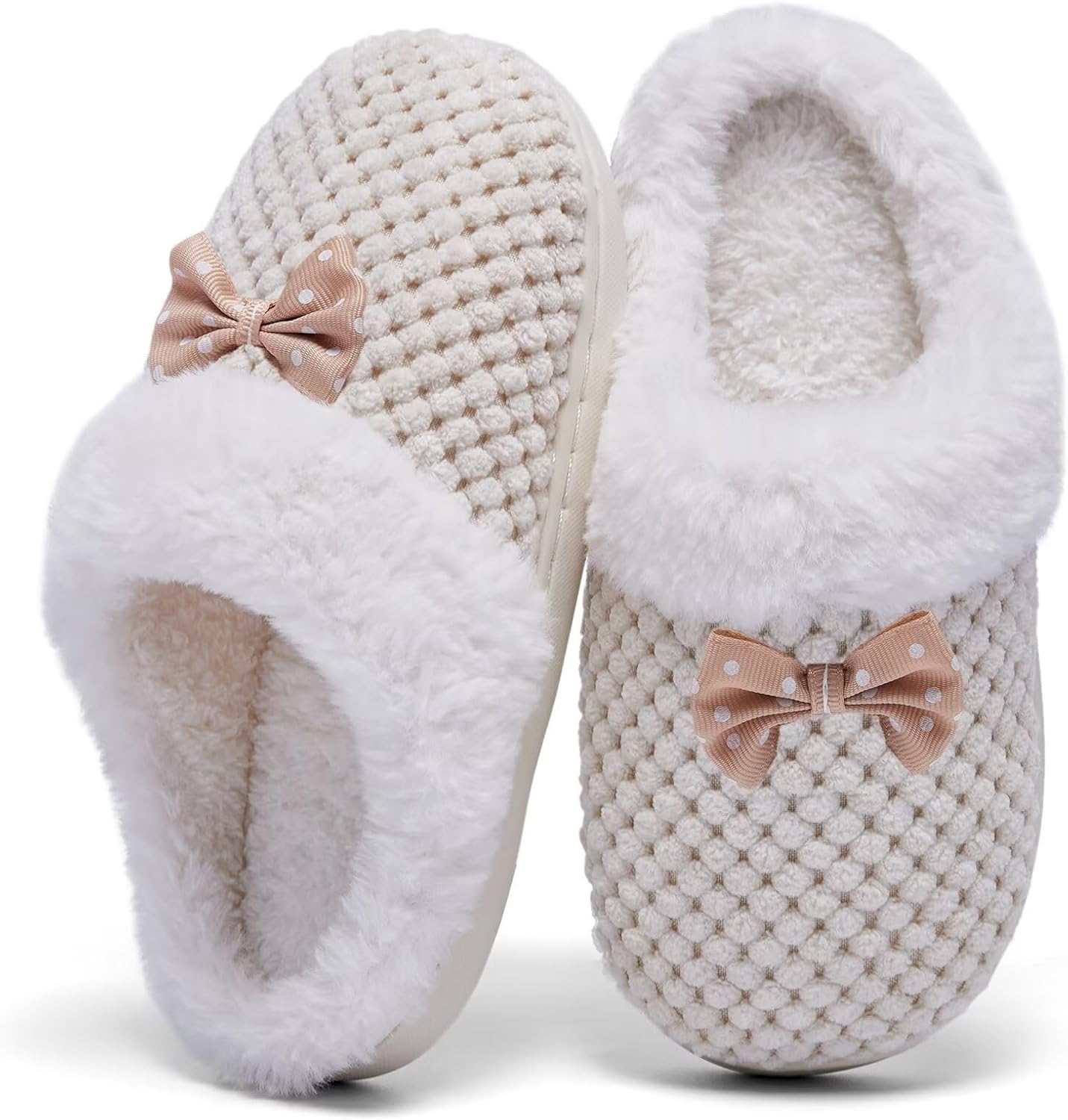 Kids Toddler Girls Slippers Memory Foam Comfort Wool-Like Plush Fleece Lined Winter House Shoes for Indoor