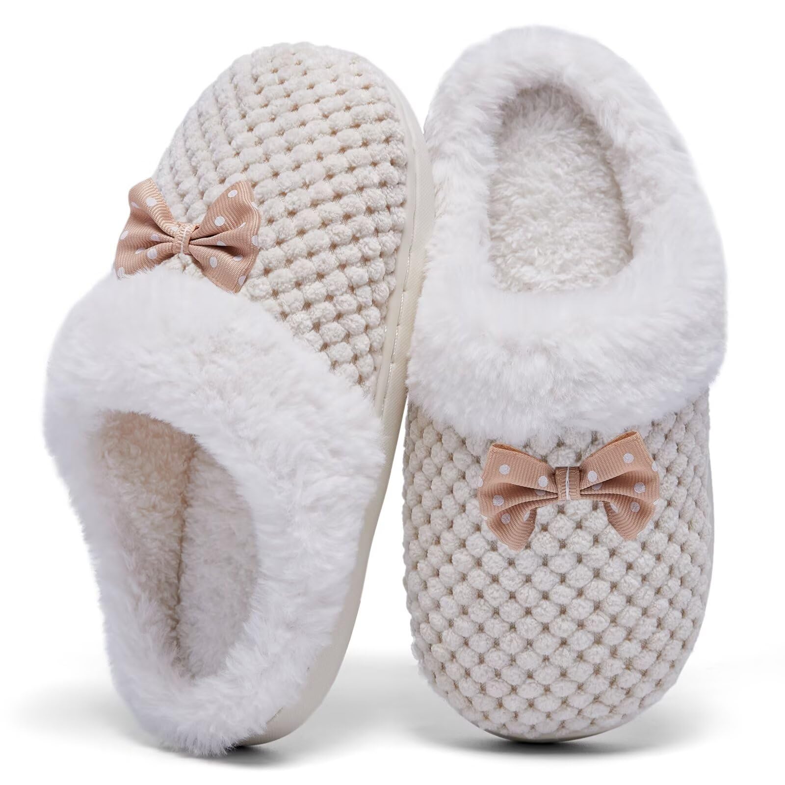 Pantuflas para niños, pantuflas para niñas, zapatos de casa de | Espuma viscoelástica, cómoda, similar a la lana, forro polar de felpa, sin cordones, antideslizante